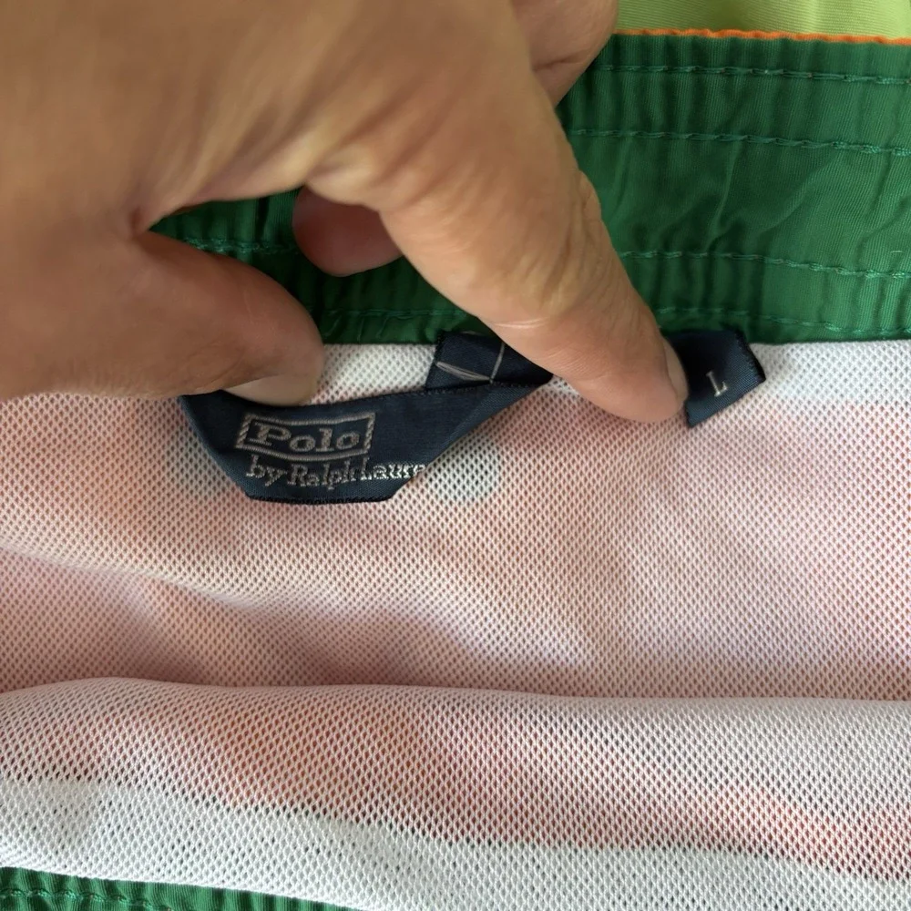 Vintage Lot Of 2 Polo Ralph Lauren Stadium Swim Trunk Shorts Mens L Green Orange